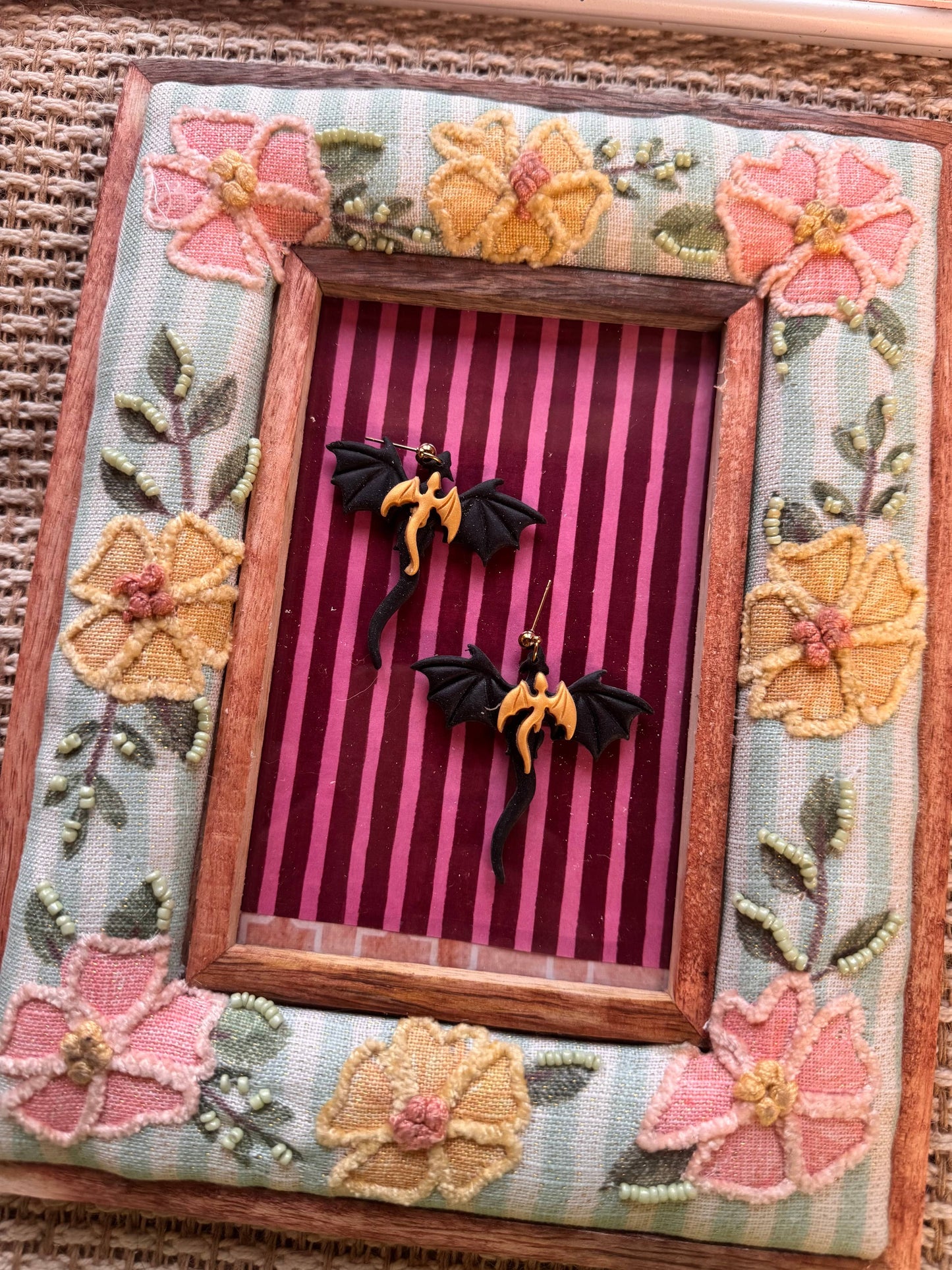 Black and Gold Dragons | Polymer Clay Earrings
